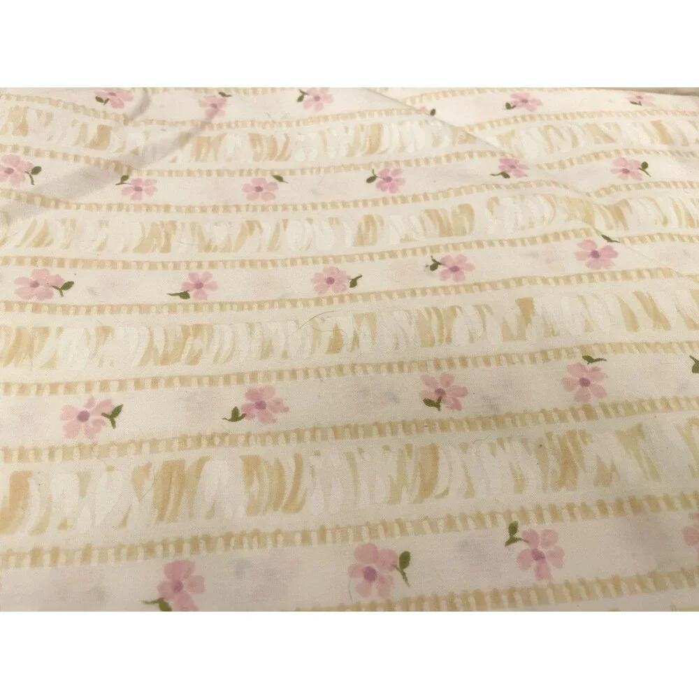 (3) Lot Vintage Pequot Floral Print DOUBLE FITTED & FLAT Sheets Luxury Pink